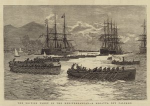 De Britse Vloot in de Middellandse Zee, een Regatta bij Palermo door William Lionel Wyllie